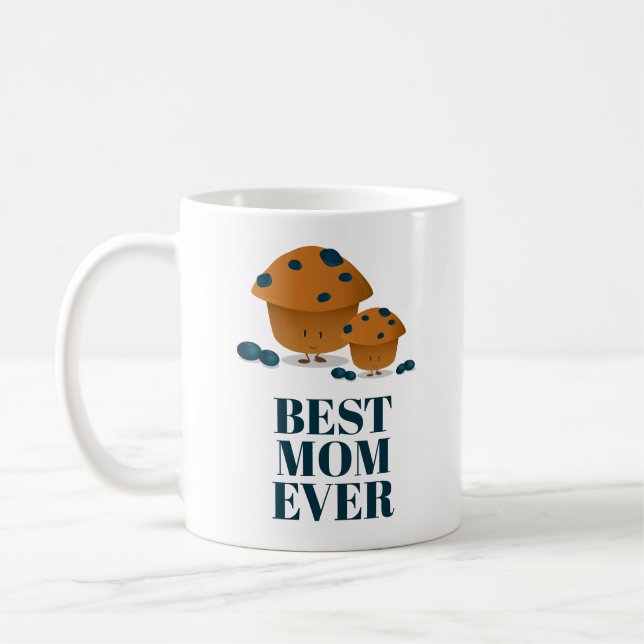 Best Mom Ever Food Blueberry Muffin Cartoon Coffee Mug (Left)