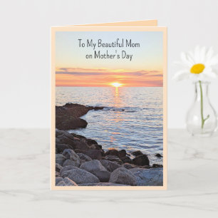 Best Mom Ever from Sunrise to Sunset Ocean Photo Card