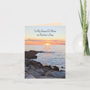 Best Mom Ever from Sunrise to Sunset Ocean Photo Holiday Card