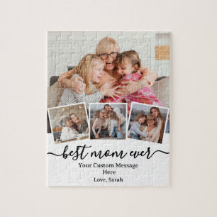 "Best Mom Ever" Gift with Custom Photos & Message Jigsaw Puzzle
