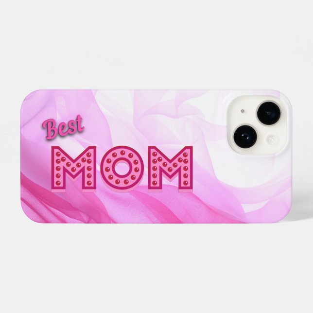 Best Mom Ever girly pink chiffon elegant modern iPhone Case (Back Horizontal)
