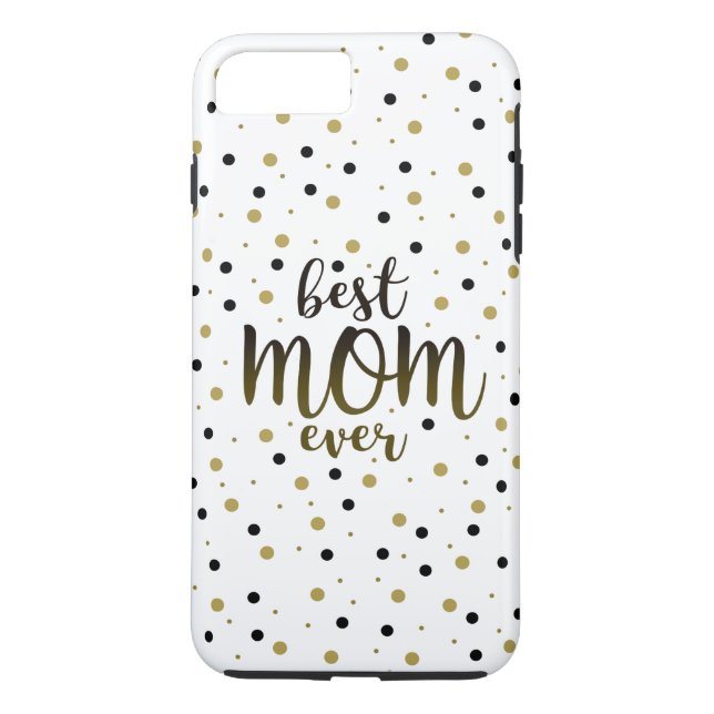 Best Mom Ever , Gold and Black Confetti Typography Case-Mate iPhone Case (Back)
