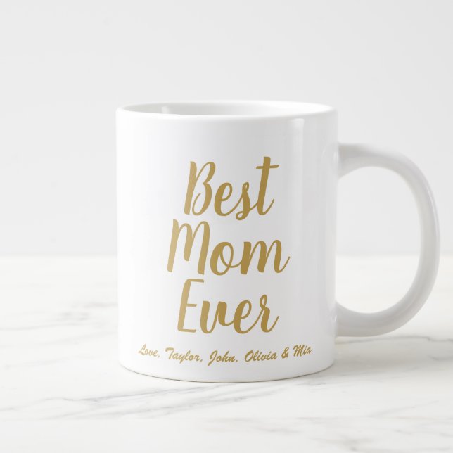 Best Mom Ever gold custom script personalized Large Coffee Mug (Right)