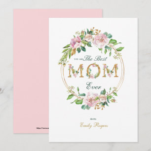 Best Mom Ever Gold floral lettering Mom Save The Date
