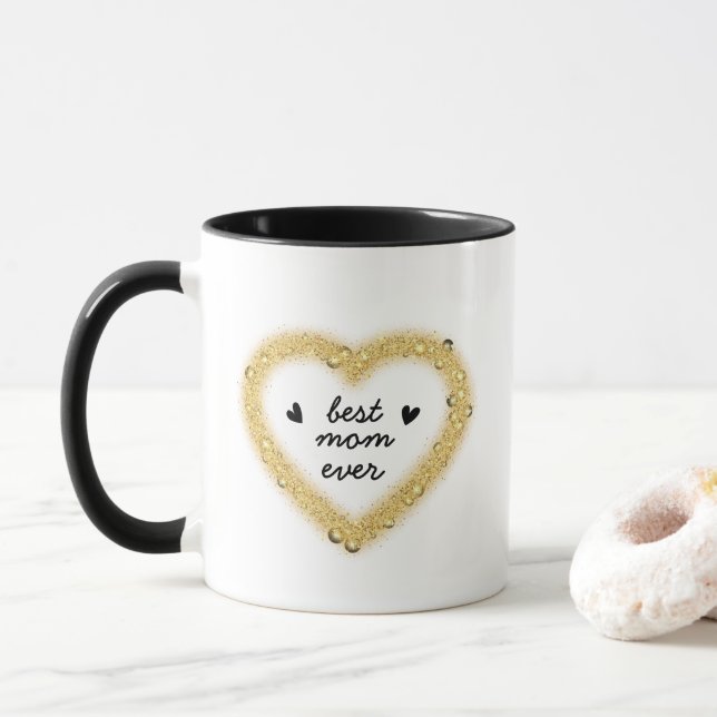 Best mom ever gold heart mug (With Donut)