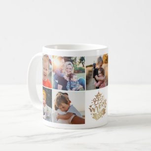 Best Mom Ever Gold Lettering 9 Photo Collage Mommy Coffee Mug