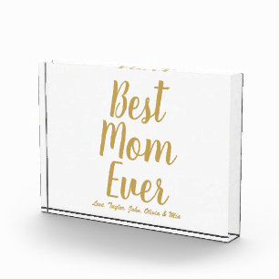 Best Mom Ever gold personalized custom script Photo Block