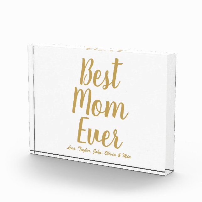 Best Mom Ever gold personalized custom script  Photo Block (Right)