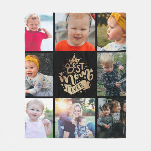 Best Mom Ever Gold Photo Collage Gift  Fleece Blan Blanket
