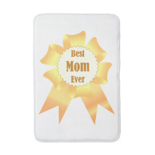 Best mom ever Golden winner award ribbon Bath Mat