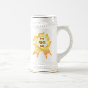 Best mom ever Golden winner award ribbon Beer Stein