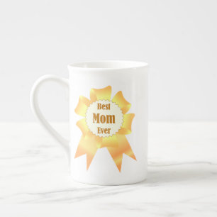 Best mom ever Golden winner award ribbon Bone China Mug