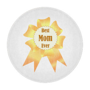 Best mom ever Golden winner award ribbon Cutting Board