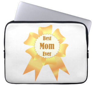 Best mom ever Golden winner award ribbon Laptop Sleeve