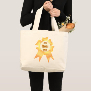 Best mom ever Golden winner award ribbon Large Tote Bag
