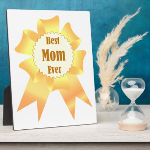 Best mom ever Golden winner award ribbon Plaque