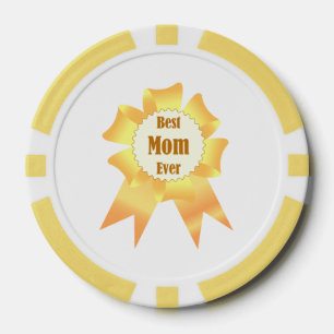 Best mom ever Golden winner award ribbon Poker Chips