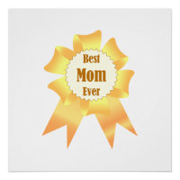 Best mom ever Golden winner award ribbon