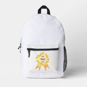 Best mom ever Golden winner award ribbon Printed Backpack