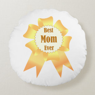 Best mom ever Golden winner award ribbon Round Pillow