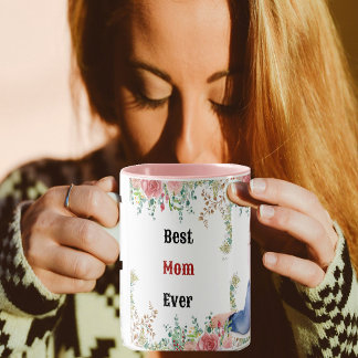 Best Mom Ever Greenery Floral Mother Baby Photo Magic Mug