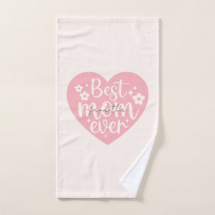 Best Mom Ever Heart Bath Towel Set