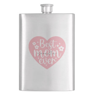 Best Mom Ever Heart Hip Flask