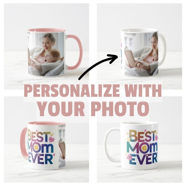 Best Mom Ever Hearts & Flowers Coffee Mug (best mom ever personalize mom mug flowers hearts)
