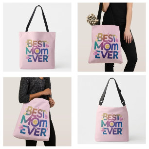 Best Mom Ever Hearts & Flowers Tote Bag