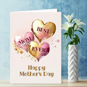 Best Mom Ever Hearts Mother’s Day Holiday Card