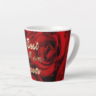 Best Mom Ever Hearts Red Roses Floral Latte Mug