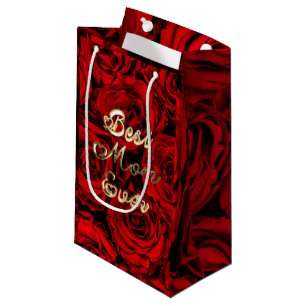 Best Mom Ever Hearts Red Roses Floral Small Gift Bag