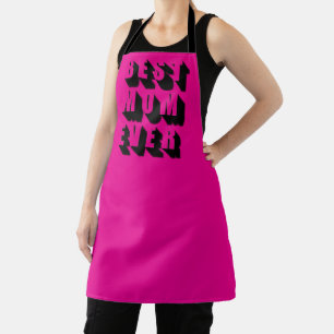  Best Mom Ever hot pink black bold typography cool Apron