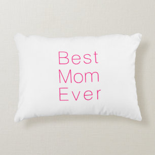 Best Mom Ever hot pink white minimalist simple Accent Pillow