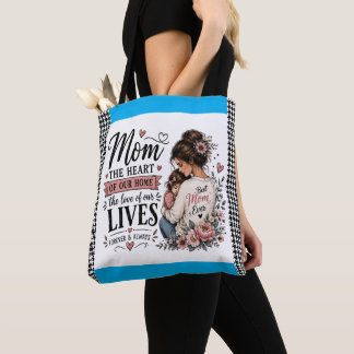 Best Mom Ever Houndstooth Accent Grocery Tote Bag
