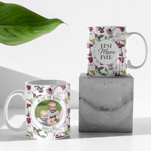Best Mom Ever Hummingbird and Hibiscus Flowers Coffee Mug