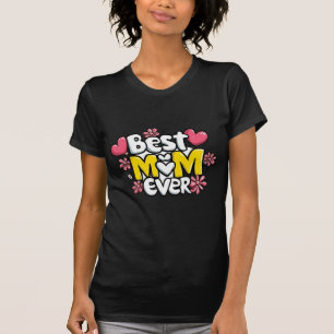 Best Mom Ever – Kawaii Doodle Style with Hearts T-Shirt