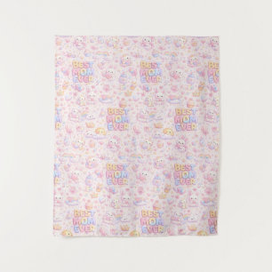 Best Mom Ever Kawaii Pastel Pattern Tapestry