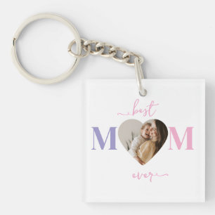 Best Mom Ever Keychain – Custom Heart Photo