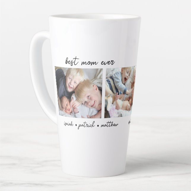 Best Mom Ever Kids Names Latte Mug (Left Angle)