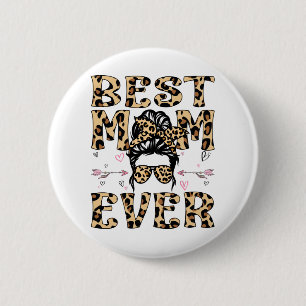 Best Mom Ever Leopard Plaid Mother's Day Mama 2 Inch Round Button