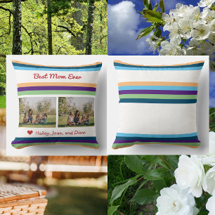 Best Mom Ever Love 2 Photos Names Colour Bands Mak Throw Pillow