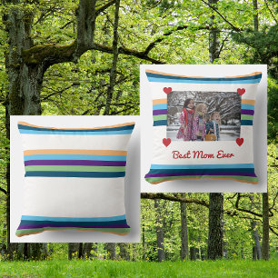 Best Mom Ever Love Photo Colour Bands Make Your Throw Pillow