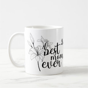 Best Mom Ever Minimalist Line Flower & Butterfly Coffee Mug