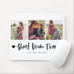 Best Mom Ever Minimalist Photo Collage  Mouse Pad<br><div class="desc">Minimalistic mother's day or birthday gift for a mom featuring multi photo collage of your choice with a calligraphy text that says "Best Mom Ever" under them with hearts. Customize this product by adding the children's names and date as a memory. Perfect keepsake gift for mothers.</div>