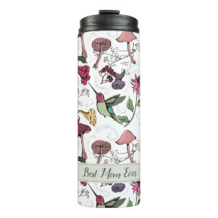 Best Mom Ever Modern Floral Hummingbird Thermal Tumbler