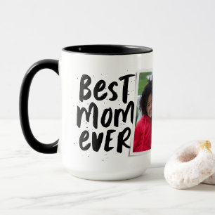 Best mom ever modern photo black white mug