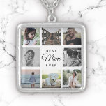 Best Mom Ever Modern Photo Collage Instagram Silver Plated Necklace<br><div class="desc">Perfect gift for Mother's Day: A sweet design featuring script and modern typography saying "Best Mom Ever" surrounded by your favourite pictures.</div>
