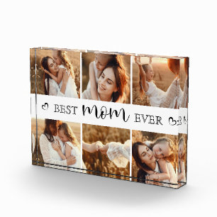 Best Mom Ever Modern Photo Collage Personalized Block