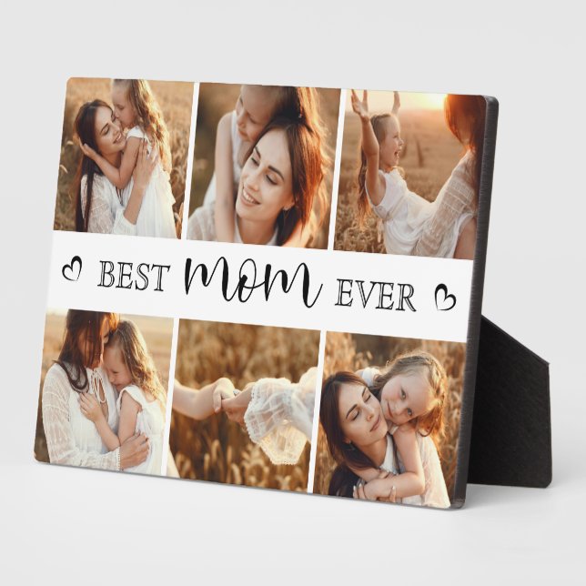 Best Mom Ever Modern Photo Collage Personalized Plaque (Side)